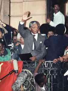 Mandela on the day he was released
